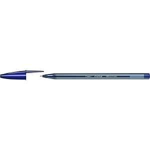 BIC Cristal Exact Bolígrafo de punta de bola, punta de aguja de 0,7 mm, cuerpo rojo traslúcido, tinta azul