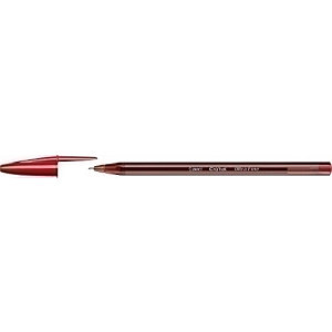 BIC Cristal Exact Bolígrafo de punta de bola, punta de aguja de 0,7 mm, cuerpo rojo traslúcido, tinta roja