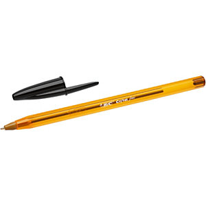 BIC® Cristal Fine Bolígrafo de punta de bola, punta fina de 0,8 mm, cuerpo naranja, tinta negra