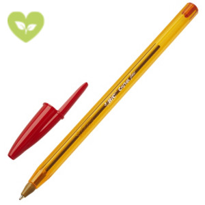 BIC® Cristal Fine Penna a sfera Stick, Punta fine da 0,8 mm, Fusto arancione, Inchiostro rosso