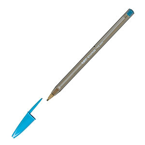 BIC® Cristal Fun Bolígrafo de punta de bola, punta ancha de 1,6 mm, cuerpo de plástico translúcido, tinta azul turquesa