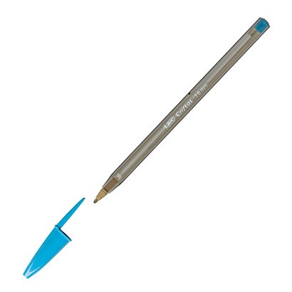 BIC® Cristal Fun Bolígrafo de punta de bola, punta ancha de 1,6 mm, cuerpo de plástico translúcido, tinta azul turquesa - 1