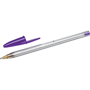 BIC® Cristal Fun Bolígrafo de punta de bola, punta ancha de 1,6 mm, cuerpo de plástico translúcido, tinta lila
