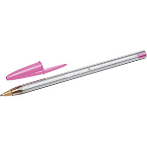 BIC® Cristal Fun Bolígrafo de punta de bola, punta ancha de 1,6 mm, cuerpo de plástico translúcido, tinta rosa