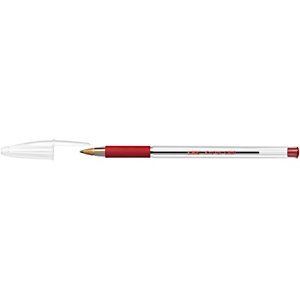 BIC® Cristal Grip Bolígrafo de punta de bola, punta mediana de 1 mm, cuerpo de plástico translúcido con grip, tinta roja