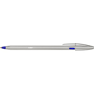 BIC® Cristal Re'New Pack de Bolígrafo de punta de bola, punta mediana de 1 mm, cuerpo de metal, tinta azul y 2 recargas