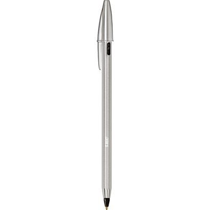 BIC® Cristal Re'New Pack de Bolígrafo de punta de bola, punta mediana de 1 mm, cuerpo de metal, tinta negra y 2 recargas - 1