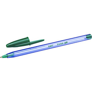 BIC® Cristal Soft Bolígrafo de punta de bola, punta de 1,2 mm, cuerpo azul claro transparente, tinta verde