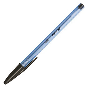 BIC® Cristal Soft Bolígrafo de punta de bola, punta mediana, cuerpo azul, tinta negra