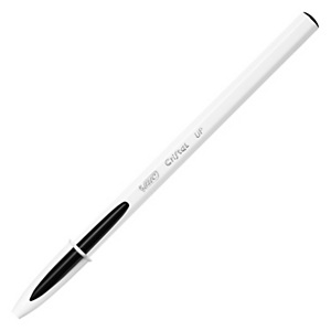 BIC® Cristal UP Bolígrafo de punta de bola, punta mediana de 1,2 mm, cuerpo de poliestireno blanco, tinta negra BIC® Cristal UP Bolígrafo de punta de bola, punta mediana de 1,2 mm, cuerpo de poliestireno blanco, tinta negra