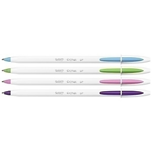BIC® Cristal UP FUN Bolígrafo de punta de bola, punta mediana de 1,2 mm, cuerpo de poliestireno blanco, tinta colores surtidos, pack de 4 BIC® Cristal UP FUN Bolígrafo de punta de bola, punta mediana de 1,2 mm, cuerpo de poliestireno blanco, tinta colores surtidos, pack de 4