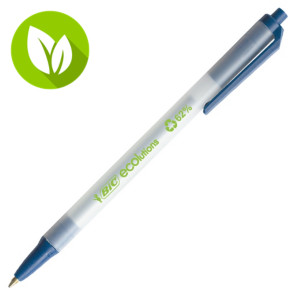 BIC® Ecolutions™ Clic Stic™ Bolígrafo de punta de bola retráctil, punta mediana de 1 mm, cuerpo translúcido, tinta azul