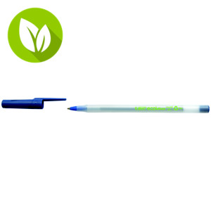BIC® Ecolutions Round Stic Bolígrafo de punta de bola, punta mediana de 1 mm, cuerpo blanco, tinta azul