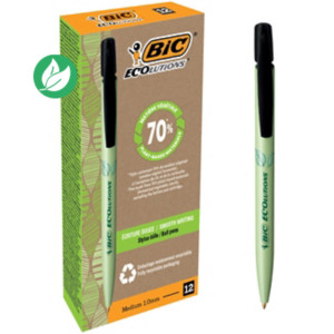 BIC® Ecolutions Stylo-bille rétractable biodégradable - couleur écriture Noir