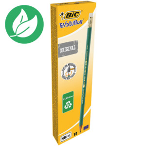 BIC® Evolution Crayon de papier avec gomme mine HB corps hexagonal vert