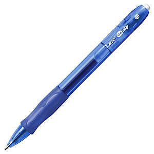 BIC® Gelocity Bolígrafo retráctil de gel, punta mediana de 0,7 mm, cuerpo translúcido con grip, tinta azul