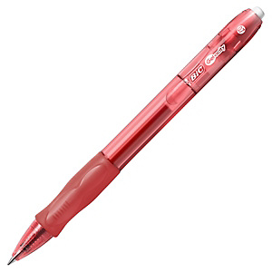 BIC® Gelocity Bolígrafo retráctil de gel, punta mediana de 0,7 mm, cuerpo translúcido con grip, tinta roja BIC® Gelocity Bolígrafo retráctil de gel, punta mediana de 0,7 mm, cuerpo translúcido con grip, tinta roja