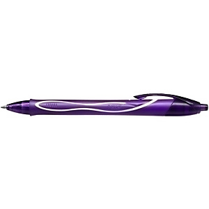 BIC® Gelocity Quick Dry Bolígrafo retráctil de gel, punta fina de 0,7 mm, cuerpo púrpura con grip, tinta púrpura