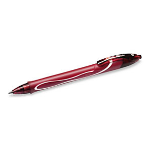 BIC® Gelocity Quick Dry Bolígrafo retráctil de gel, punta fina de 0,7 mm, cuerpo rojo con grip, tinta roja