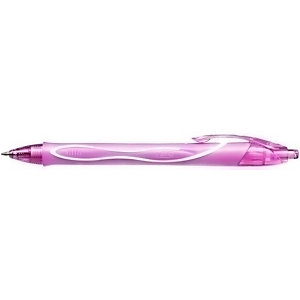 BIC® Gelocity Quick Dry Bolígrafo retráctil de gel, punta fina de 0,7 mm, cuerpo rosa con grip, tinta rosa