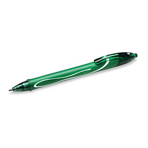 BIC® Gelocity Quick Dry Bolígrafo retráctil de gel, punta fina de 0,7 mm, cuerpo verde con grip, tinta verde