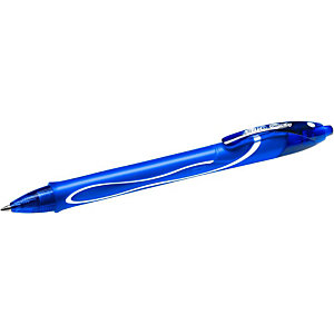 BIC GELOCITY, stylo roller rétractable, pointe moyenne de 0,7 mm, zone de préhension en caoutchouc, encre gel bleue (Lot de 2)