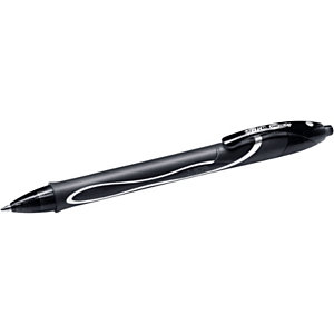 BIC® GELOCITY, stylo roller rétractable, pointe moyenne de 0,7 mm, zone de préhension en caoutchouc, encre gel noire