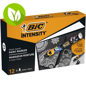 Bic Intensity Marcador de pintura, permanente, punta ojival, 4,5 mm, pack de 12 marcadores, color blanco Bic Intensity Marcador de pintura, permanente, punta ojival, 4,5 mm, pack de 12 marcadores, color blanco