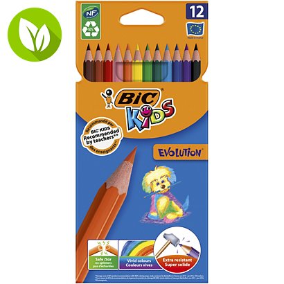 BIC® Kids Ecolutions® Evolution™ Lápices de colores, Cuerpo hexagonal, 12 colores de minas surtidos - 1