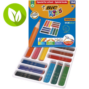 BIC® Kids Ecolutions® Evolution™ Lápices de colores, Cuerpo hexagonal, 144 lápices, Colores de minas surtidos