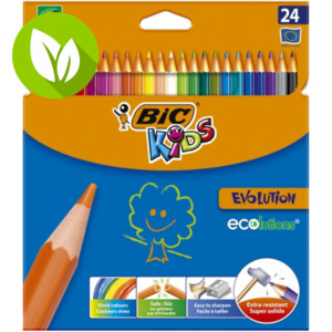 BIC® Kids Ecolutions® Evolution™ Lápices de colores, Cuerpo hexagonal, 24 colores de minas surtidos