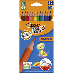 BIC® Kids Ecolutions® Evolution™ Lápices de colores, Cuerpo hexagonal, Colores de minas variados