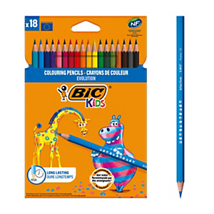 BIC® Kids™ Evolution™ Ecolutions® crayons de couleur corps hexagonal -Mines couleurs assorties - Paq