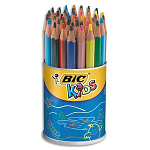 BIC Kids Evolution Triangle ECOlutions Crayons de couleur Triangulaires - Assortis, Pot à Crayons de 48