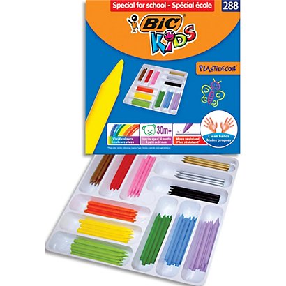 BIC Kids Plastidecor Craies de Coloriage - Couleurs Assorties, Classpack de 288