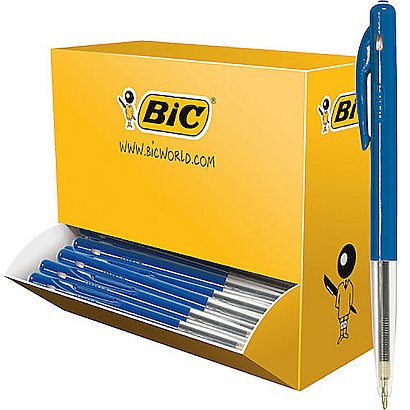 BIC® M10 Original Stylo bille rétractable pointe moyenne 1 mm bleu - Lot de 100