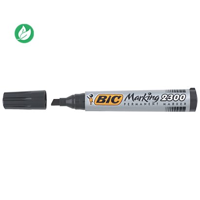 BIC® Marking 2300 ECOlutions - Marqueur permanent pointe biseautée trait de 3,7 à 5.3 mm - Noir - 1