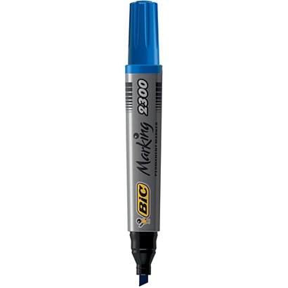 BIC® Marking™ 2300, Marcatore permanente, Punta a scalpello, 3,7 mm - 5,5 mm, Blu (confezione 12 pezzi) - 1