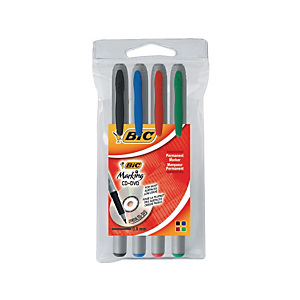 BiC Marking™ CD-DVD Marcatore permanente, Colori assortiti (confezione 4 pezzi) BiC Marking™ CD-DVD Marcatore permanente, Colori assortiti (confezione 4 pezzi)