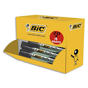 BIC® Marking Onyx 1481 - Marqueur permanent pointe biseautée trait 2,7 à 6,2 mm - Noir - Lot de 20 + 4 gratuits