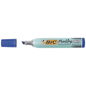 BIC® Marking Onyx 1591 - Marqueur permanent corps métal de double capacité, Pointe biseautée largeur de trait 2,7 à 6,2 mm - Bleu BIC® Marking Onyx 1591 - Marqueur permanent corps métal de double capacité, Pointe biseautée largeur de trait 2,7 à 6,2 mm - Bleu
