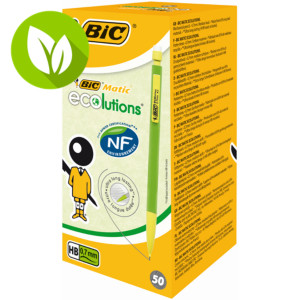 BIC® Matic ECOlutions Portaminas, mina de 0,7 mm, HB, 65% de materiales reciclados, cuerpo verde