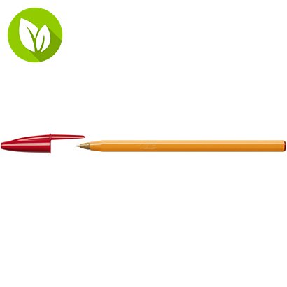 BIC® Orange™ Bolígrafo de punta de bola, punta fina de 0,8 mm, cuerpo naranja, tinta roja - 1