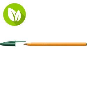 BIC® Orange Bolígrafo de punta de bola, punta fina de 0,8 mm, cuerpo naranja, tinta verde