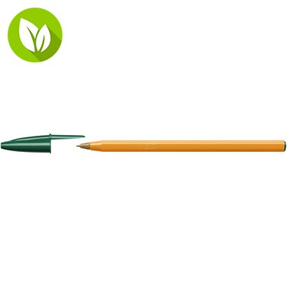 BIC® Orange Bolígrafo de punta de bola, punta fina de 0,8 mm, cuerpo naranja, tinta verde - 1