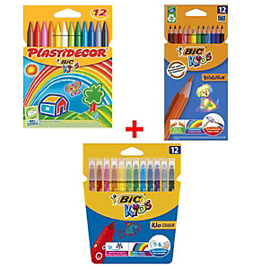 BIC® Pack Ahorro Dibujar y Pintar: Ceras, Lápices y Rotuladores de colores