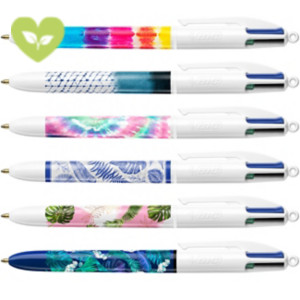BIC® Penna a sfera 4 Colours Tie Dye e Botanical, Punta media 1 mm, Inchiostro 4 colori: Nero, Blu, Rosso, Verde (confezione 6 pezzi) BIC® Penna a sfera 4 Colours Tie Dye e Botanical, Punta media 1 mm, Inchiostro 4 colori: Nero, Blu, Rosso, Verde (confezione 6 pezzi)