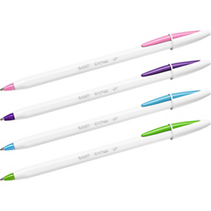 BIC® Penna a sfera con cappuccio Cristal Up, Punta media 1,2 mm, Colori Fun assortiti: rosa, viola, turchese, verde lime (confezione 20 pezzi) BIC® Penna a sfera con cappuccio Cristal Up, Punta media 1,2 mm, Colori Fun assortiti: rosa, viola, turchese, verde lime (confezione 20 pezzi)