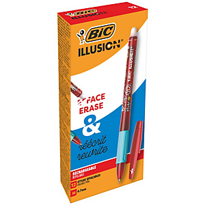 BIC Penna sfera Gelocity Illusion - gel cancellabile - punta 0,7 mm - rosso  - conf. 12 pezzi