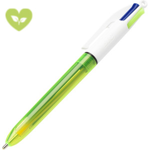 BIC® Penna a sfera a scatto 4 Colours Fluo, Punta media da 1 mm + Punta larga per evidenziare, Fusto Bianco e Verde, Inchiostro 4 colori: Nero, Blu, Rosso, Giallo Fluo BIC® Penna a sfera a scatto 4 Colours Fluo, Punta media da 1 mm + Punta larga per evidenziare, Fusto Bianco e Verde, Inchiostro 4 colori: Nero, Blu, Rosso, Giallo Fluo